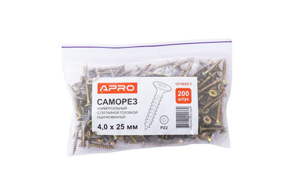 Саморез универсальный Apro - 4,0 x 25 мм (200 шт.)