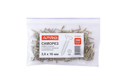 Саморез универсальный Apro - 3,0 x 16 мм (200 шт.)