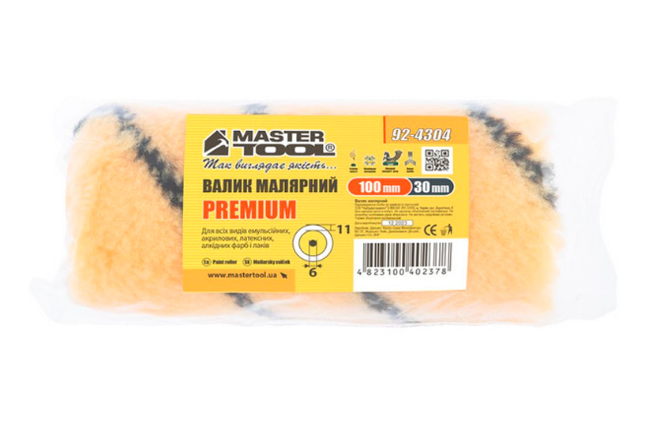 Валик премиум Mastertool - 6 х 30 х 100 мм