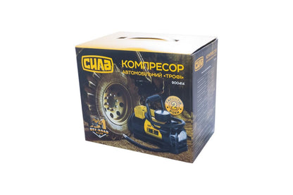 Миникомпрессор автомобильный Сила - 7 атм x 37 л/мин однопоршневой с фонариком