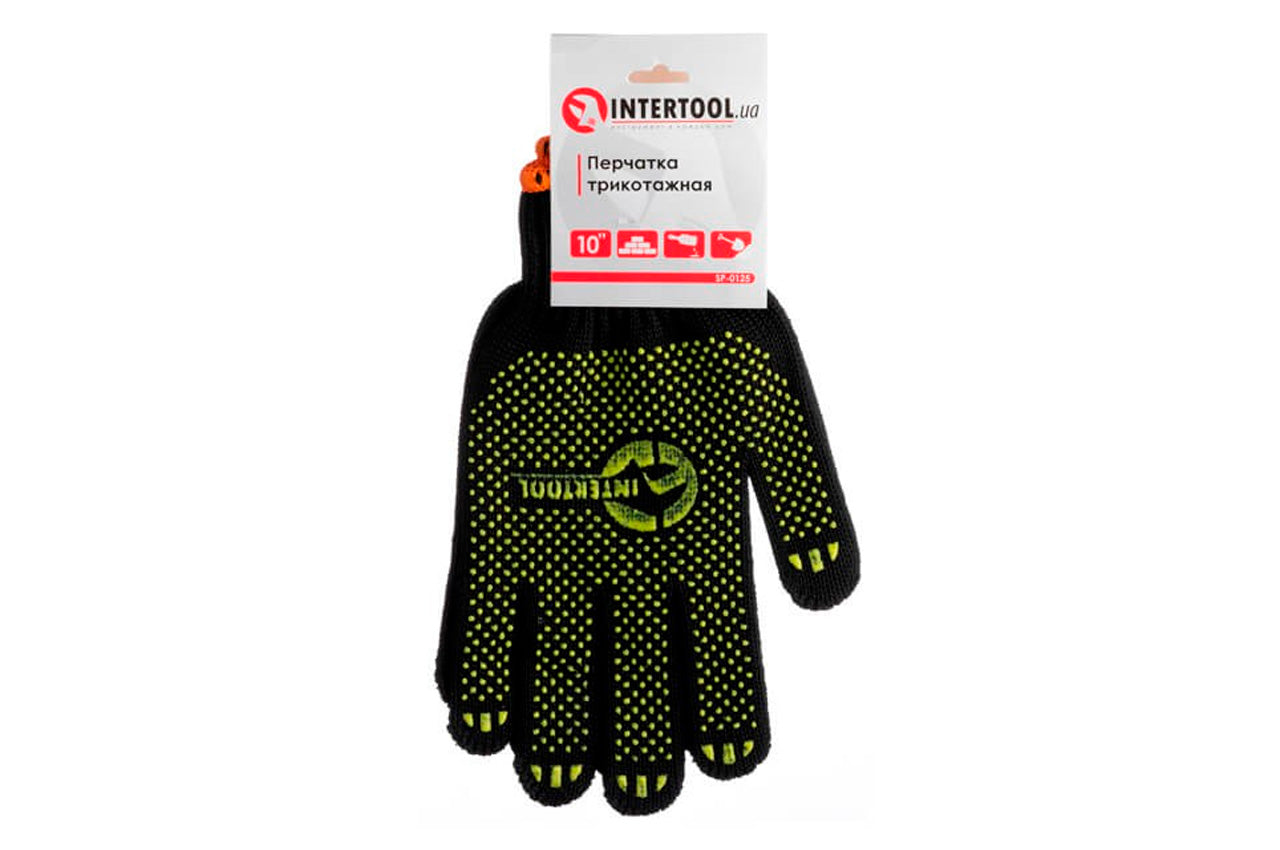 Перчатки Intertool - 60/40 с точкой 90г черные 10" SP-0125