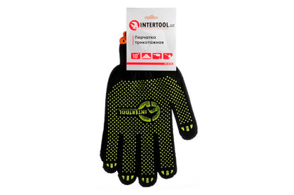 Перчатки Intertool - 60/40 с точкой 90г черные 10" SP-0125