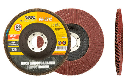 Круг лепестковый торцевой Mastertool - 125 мм x Р120 изогнутый