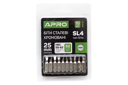 Бита Apro - SL4 x 25 мм хром (10 шт.)