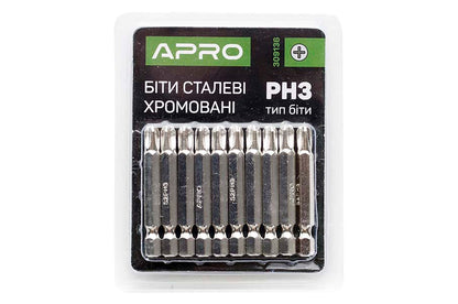 Бита Apro - PH3 x 50 мм хром (10 шт.)
