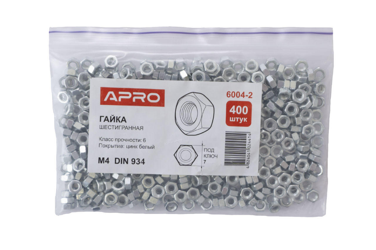 Гайка шестигранная Apro - М4 DIN 934 (400 шт.)
