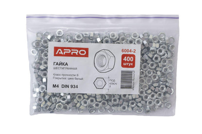 Гайка шестигранная Apro - М4 DIN 934 (400 шт.)