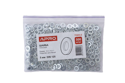 Шайба плоская Apro - М5 DIN 125 (500 шт.)