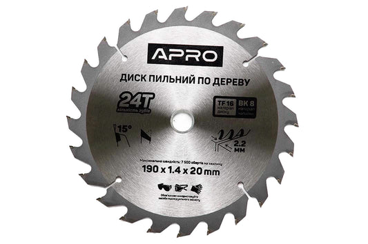 Диск пильный Apro - 190 x 22 мм x 24T