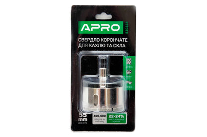 Сверло по стеклу и керамике трубчатое Apro - 55 мм