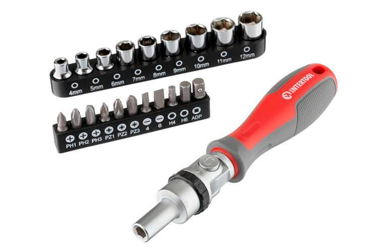 Отвертка Intertool - реверсионная Pro 21 ед.