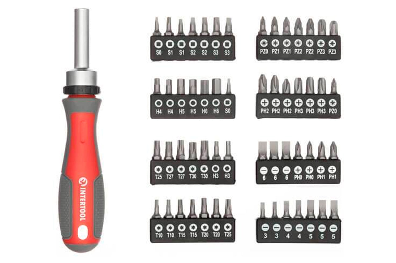 Отвертка Intertool - реверсионная Pro 57 ед.
