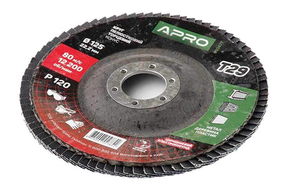 Круг лепестковый торцевой Apro - 125 мм x Р120 цирконий прямой