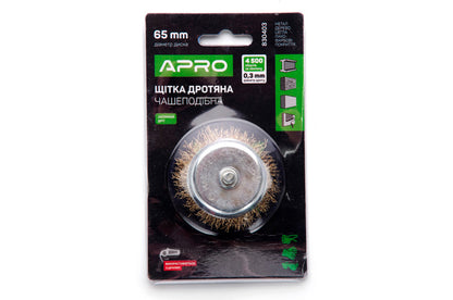 Щетка торцевая Apro - 65 мм x 6 мм рифленая