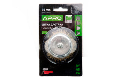 Щетка торцевая Apro - 75 мм x 6 мм рифленая