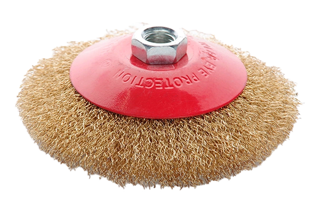 Щетка конусная Apro - 125 мм x М14 рифленая