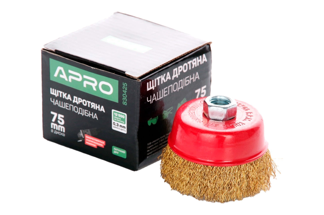 Щетка торцевая Apro - 75 мм x М14 рифленая