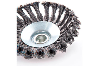 Щетка конусная Apro - 125 мм x М14 плетеная