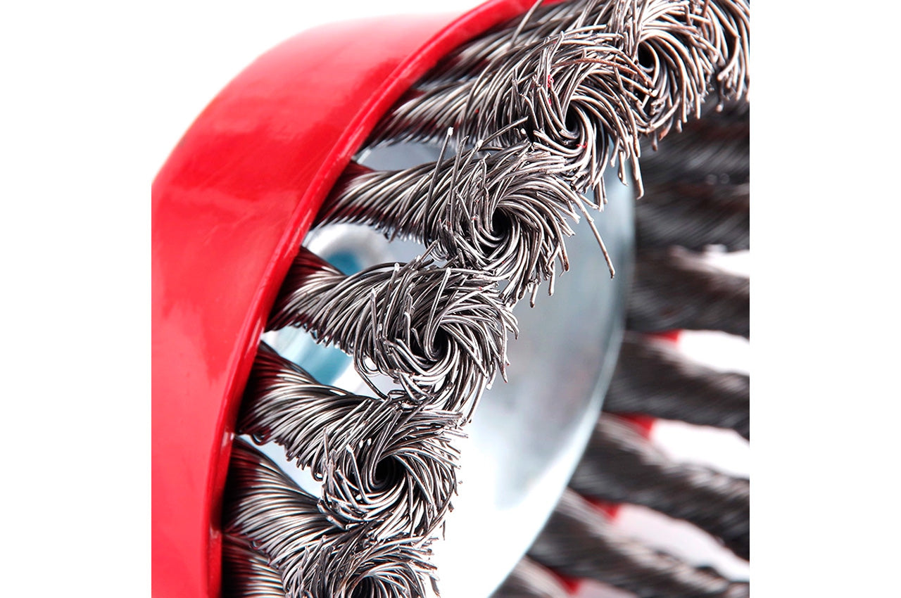 Щетка торцевая Apro - 125 мм x М14 плетеная