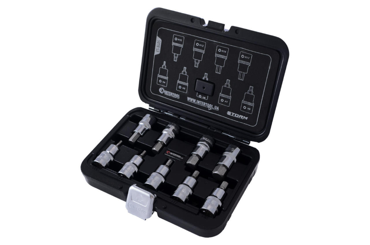 Набор бит HEX Intertool - 1/2" x H4-H17 x 55 мм (9 шт.) Storm
