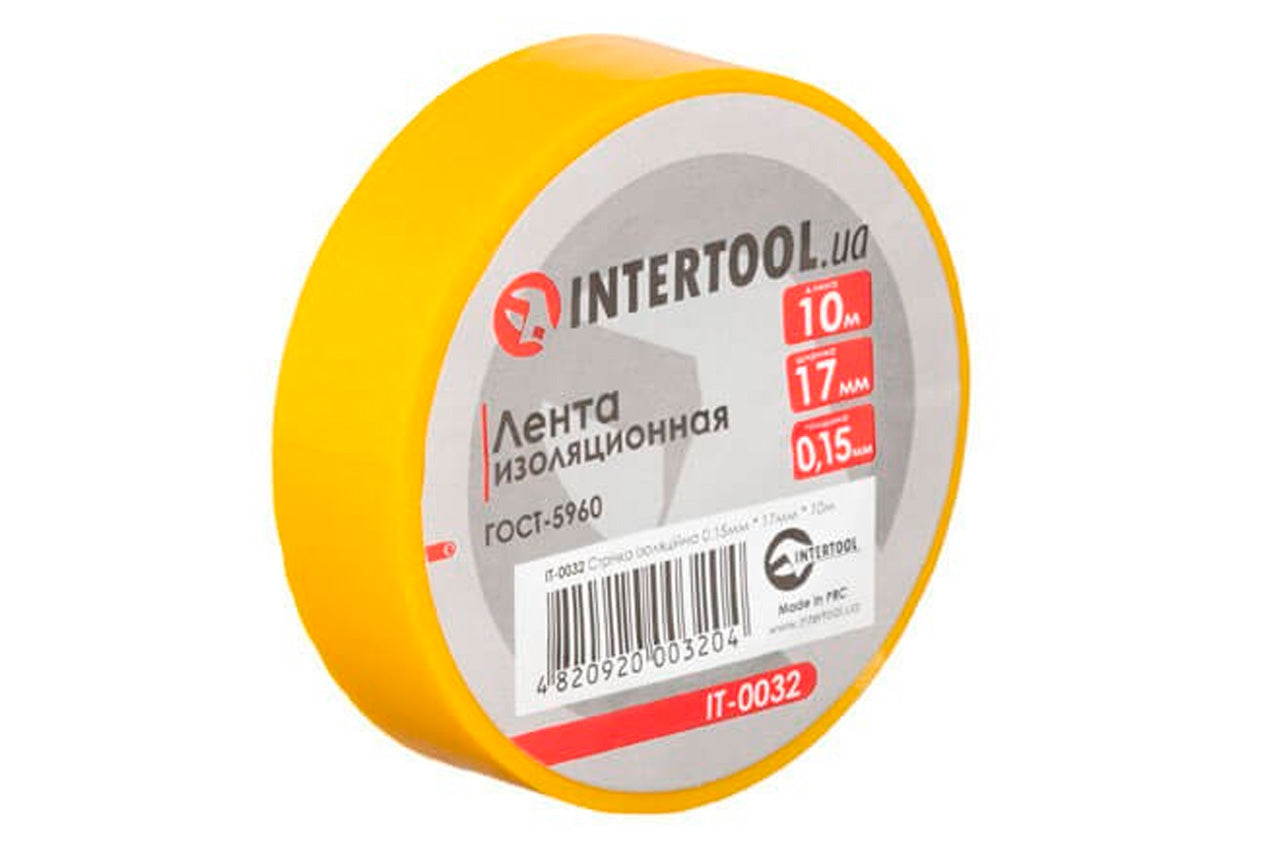 Лента изоляционная Intertool - 10 м x 17 x 0,15 мм желтая