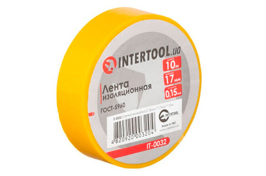 Лента изоляционная Intertool - 10 м x 17 x 0,15 мм желтая