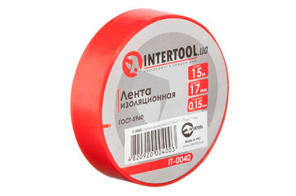 Лента изоляционная Intertool - 15 м x 17 x 0,15 мм красная