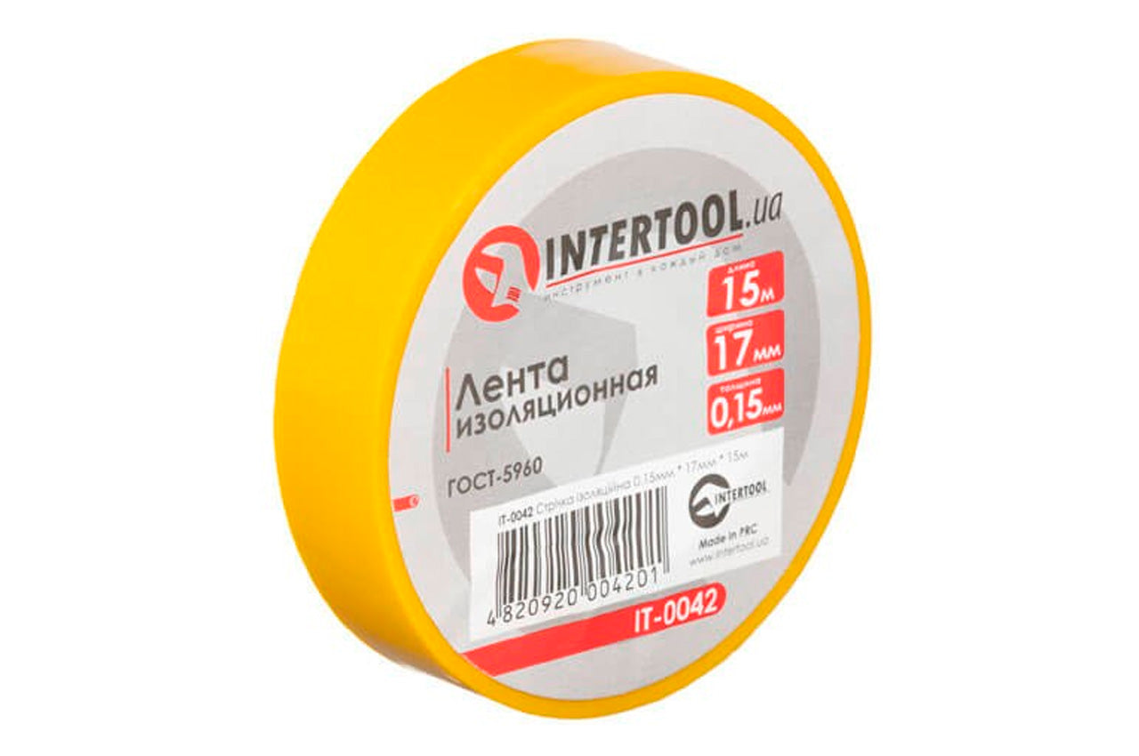 Лента изоляционная Intertool - 15 м x 17 x 0,15 мм желтая