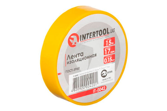 Лента изоляционная Intertool - 15 м x 17 x 0,15 мм желтая