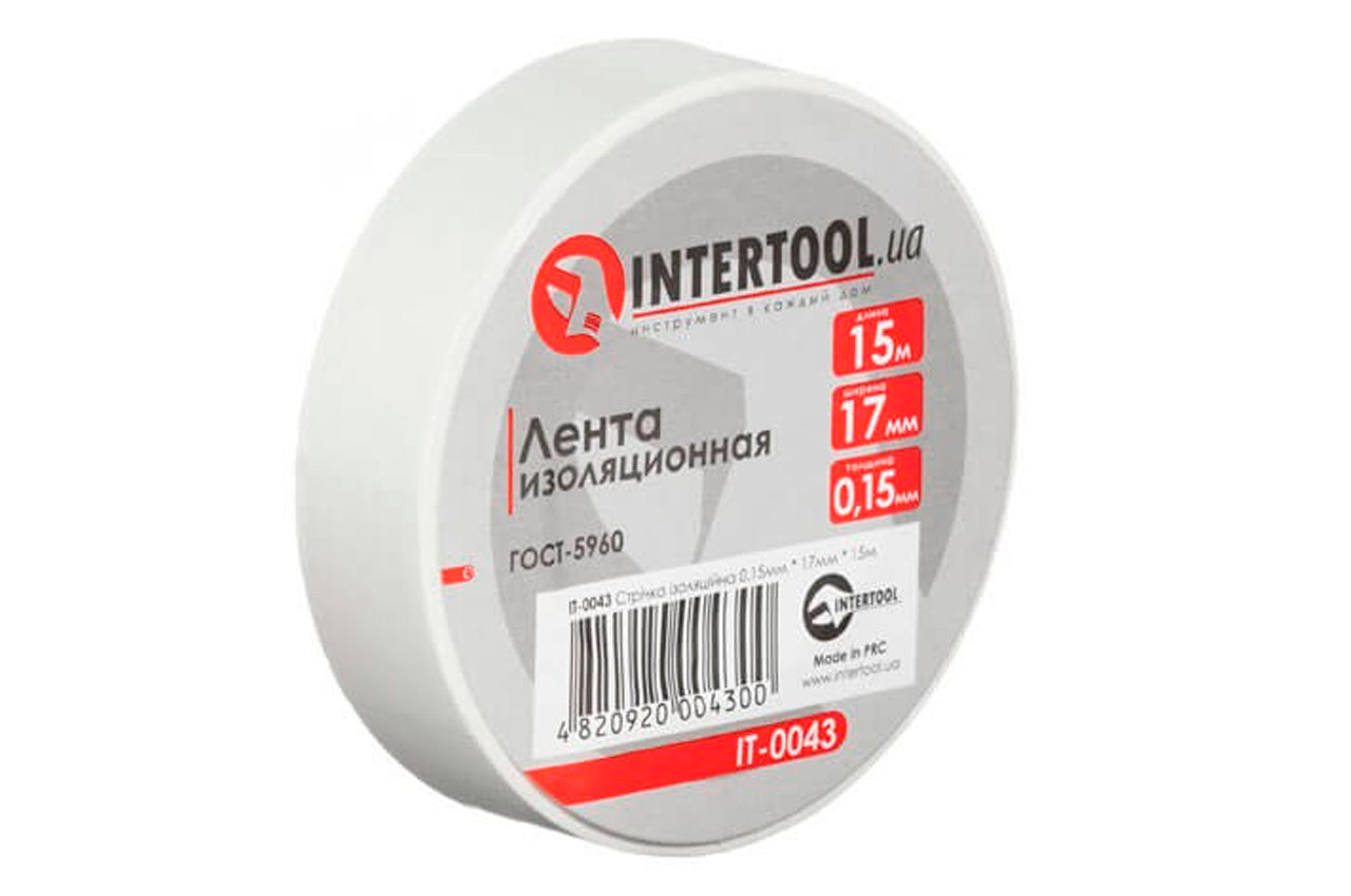 Лента изоляционная Intertool - 15 м x 17 x 0,15 мм белая