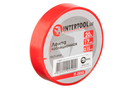 Лента изоляционная Intertool - 20 м x 17 x 0,15 мм красная