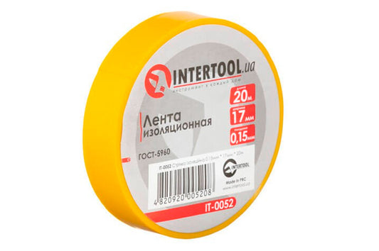 Лента изоляционная Intertool - 20 м x 17 x 0,15 мм желтая