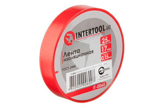 Лента изоляционная Intertool - 25 м x 17 x 0,15 мм красная