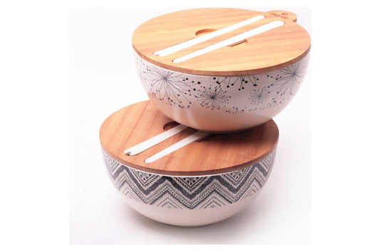 Миска бамбуковая Kamille - 240 мм с крышкой и палочками