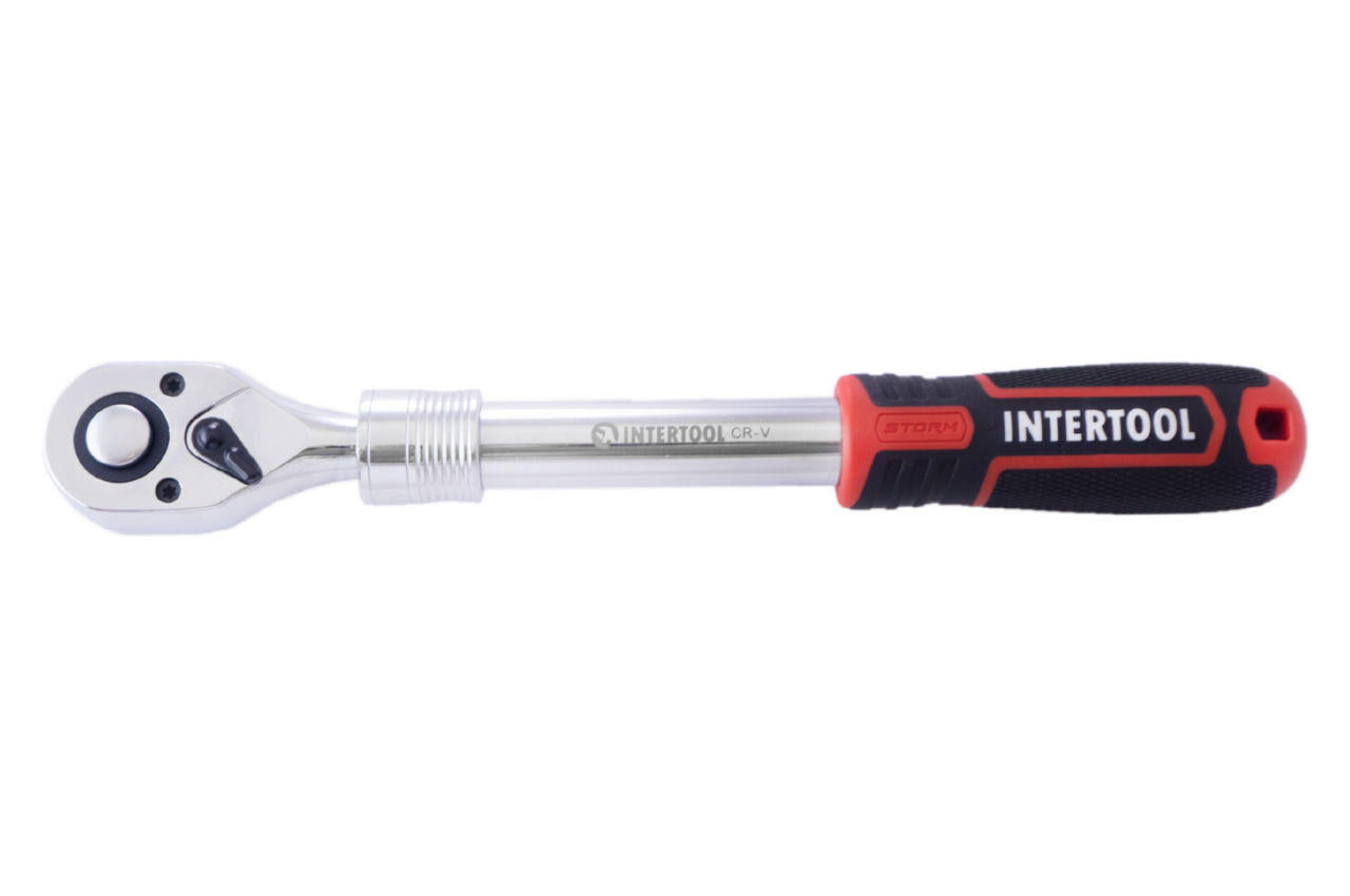 Ключ трещоточный (рукоятка с храповым механизмом) Intertool - 1/2" x 72T телескопический Storm