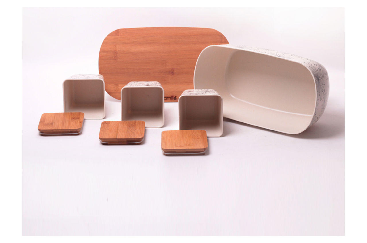 Хлебница Kamille - 360 × 202 × 135 мм бамбуковая + 3 емкости