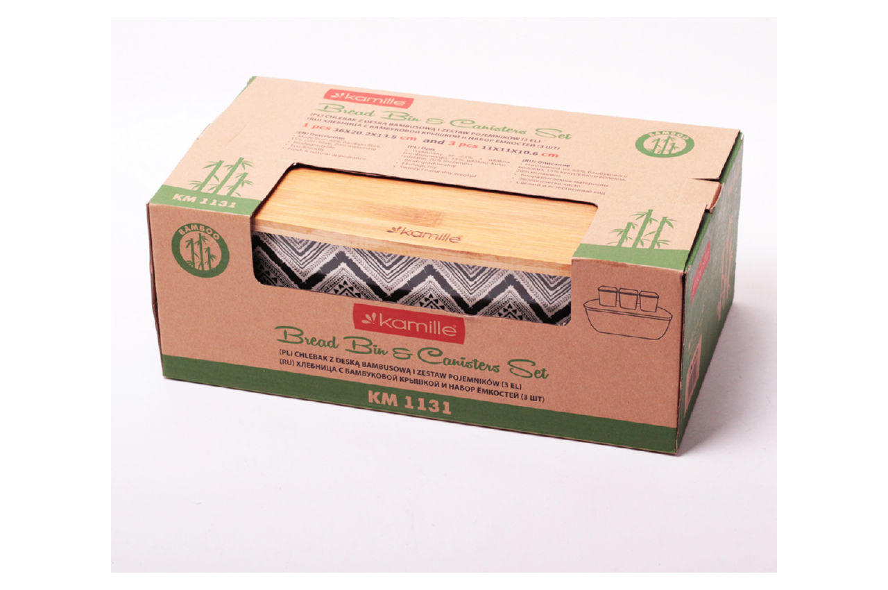 Хлебница Kamille - 360 × 202 × 135 мм бамбуковая + 3 емкости