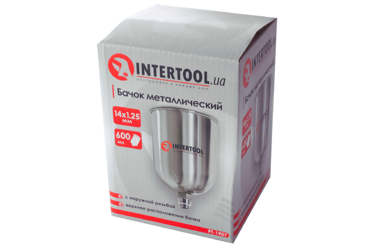 Бачок для краскопульта Intertool - 600 мл наружная резьба М14 x 1,25 мм
