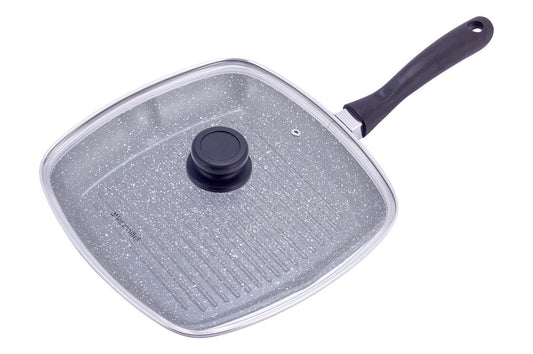 Сковорода-гриль антипригарная Kamille - 280 мм Black Marble