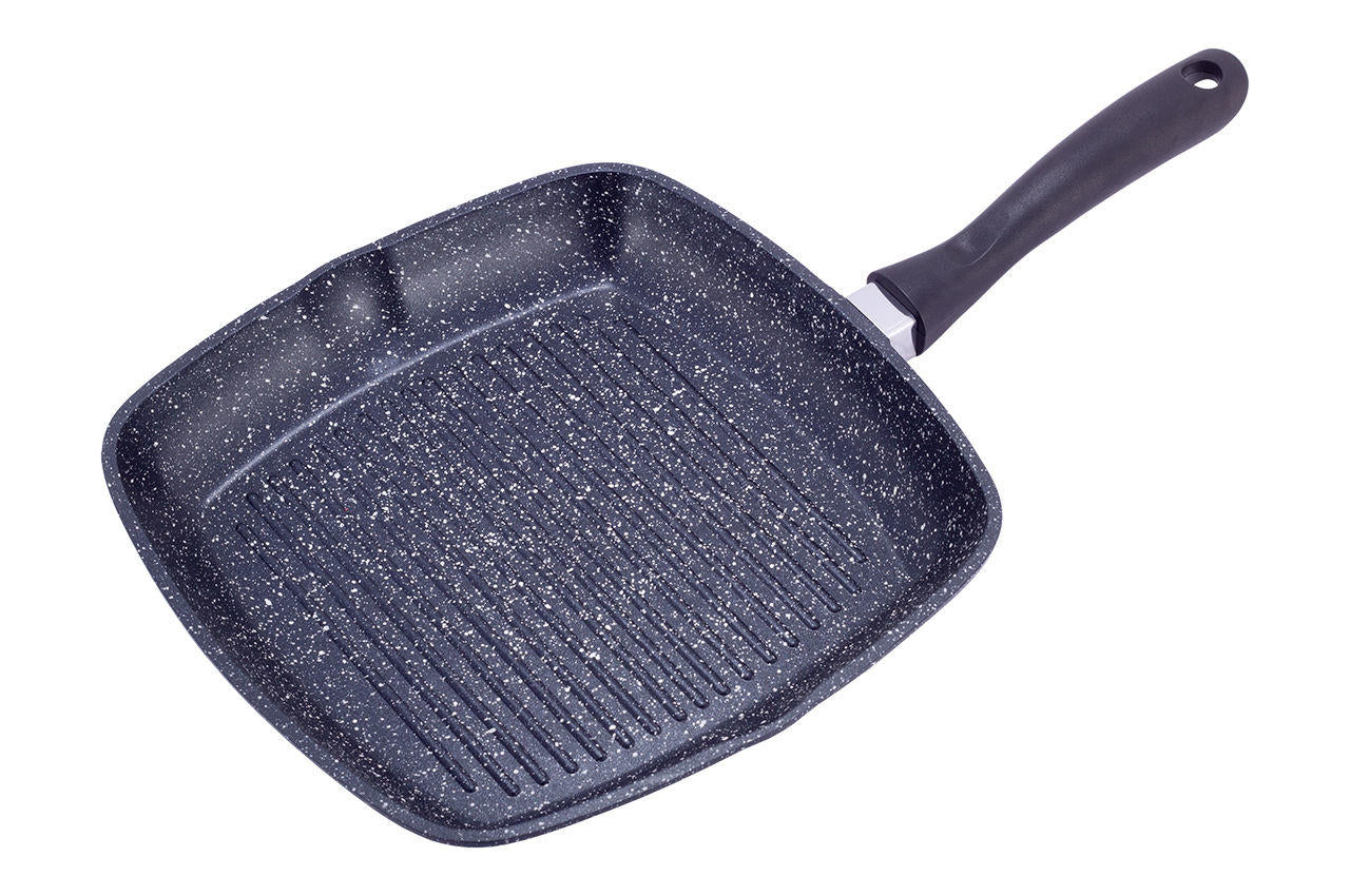 Сковорода-гриль антипригарная Kamille - 280 мм Black Marble