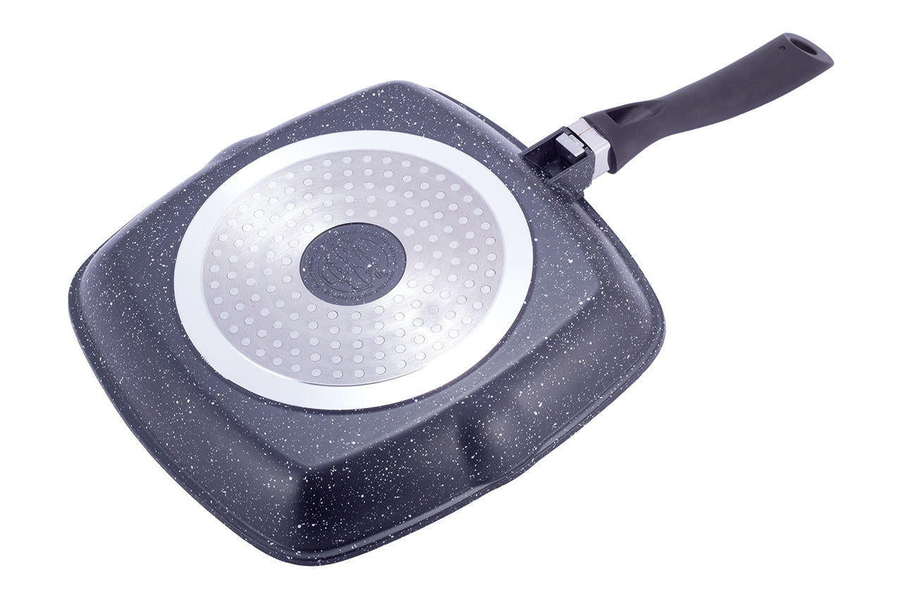 Сковорода-гриль антипригарная Kamille - 280 мм Black Marble