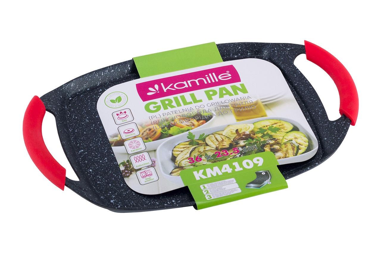 Плита-гриль антипригарная Kamille - 360 x 235 мм Black Marble