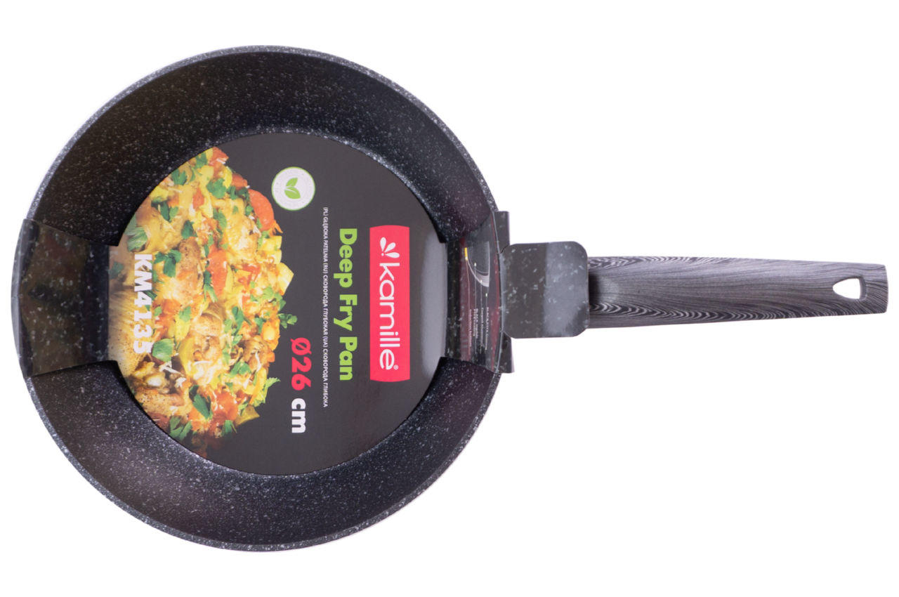 Сковорода антипригарная Kamille - 260 мм Black Marble глубокая