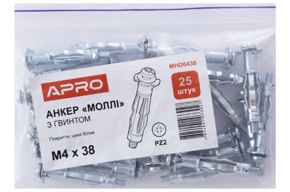 Анкер молли Apro - М4 x 38 мм (25 шт.)