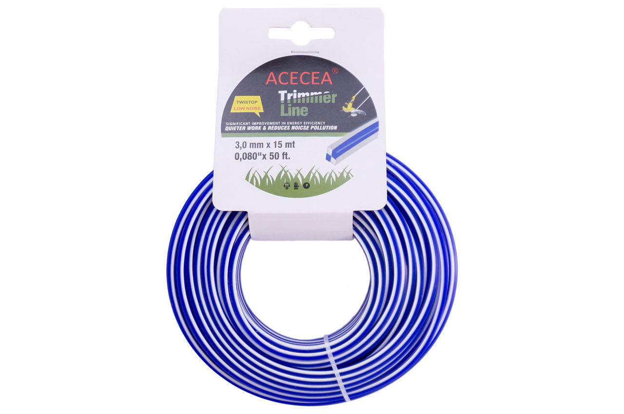 Леска для триммера Рамболд - 3,0 мм x 15 м квадрат бело-синий