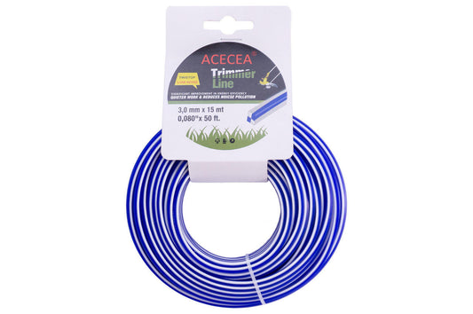 Леска для триммера Рамболд - 3,0 мм x 15 м квадрат бело-синий