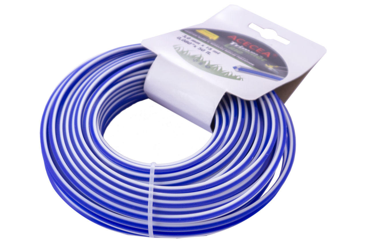 Леска для триммера Рамболд - 3,0 мм x 15 м квадрат бело-синий