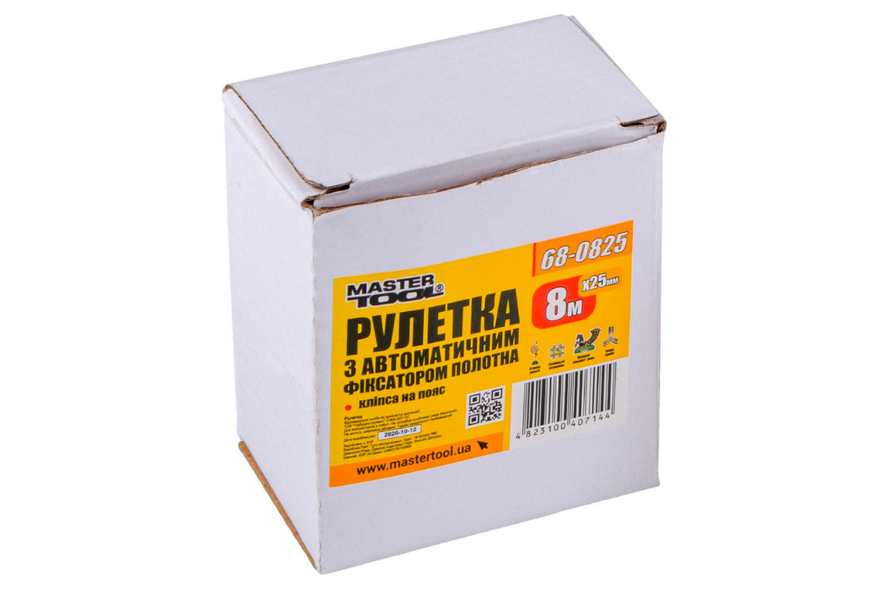 Рулетка Mastertool - 8 м x 25 мм автостоп
