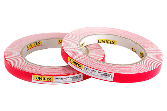 Лента двухсторонняя Unifix - 12 мм x 5 м вспененная белая
