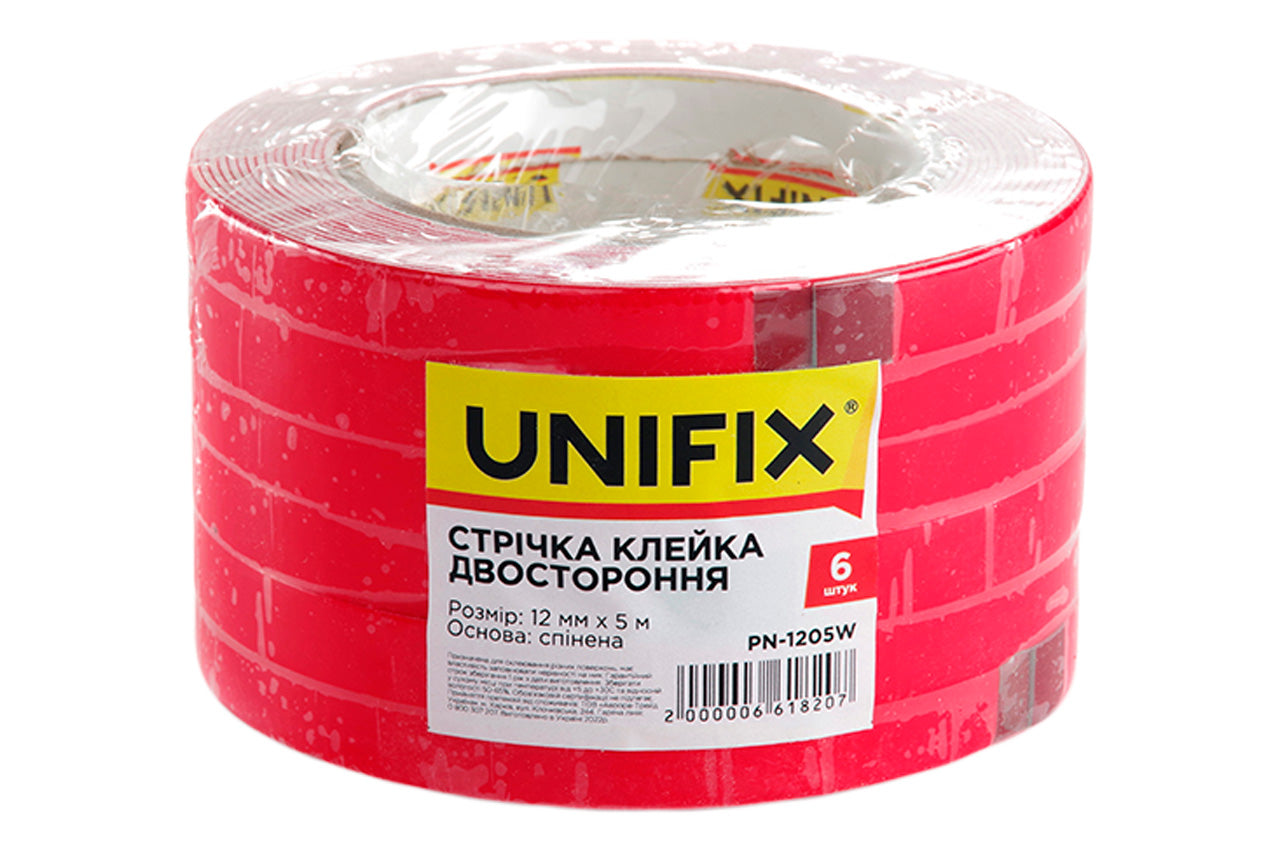 Лента двухсторонняя Unifix - 12 мм x 5 м вспененная белая